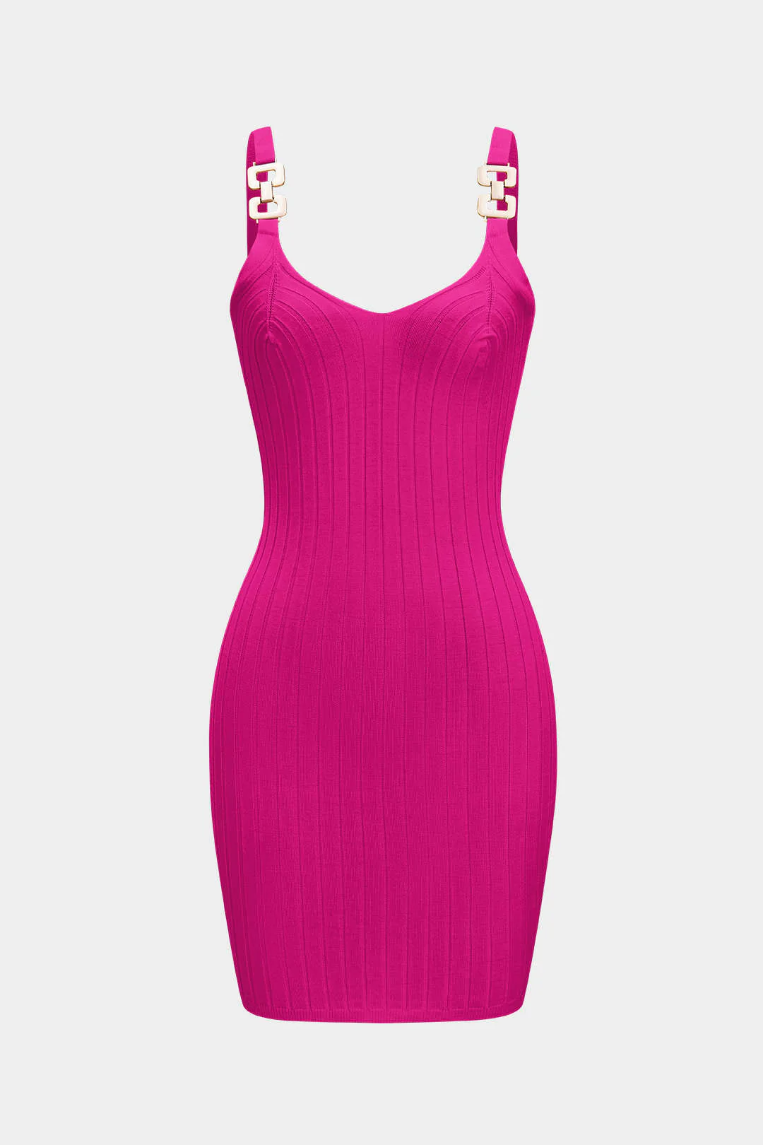 Knit Tank V-Neck Metallic Decor Sleeveless Dress