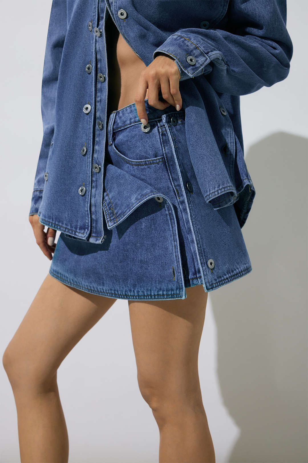 Button Mini Denim Skirt