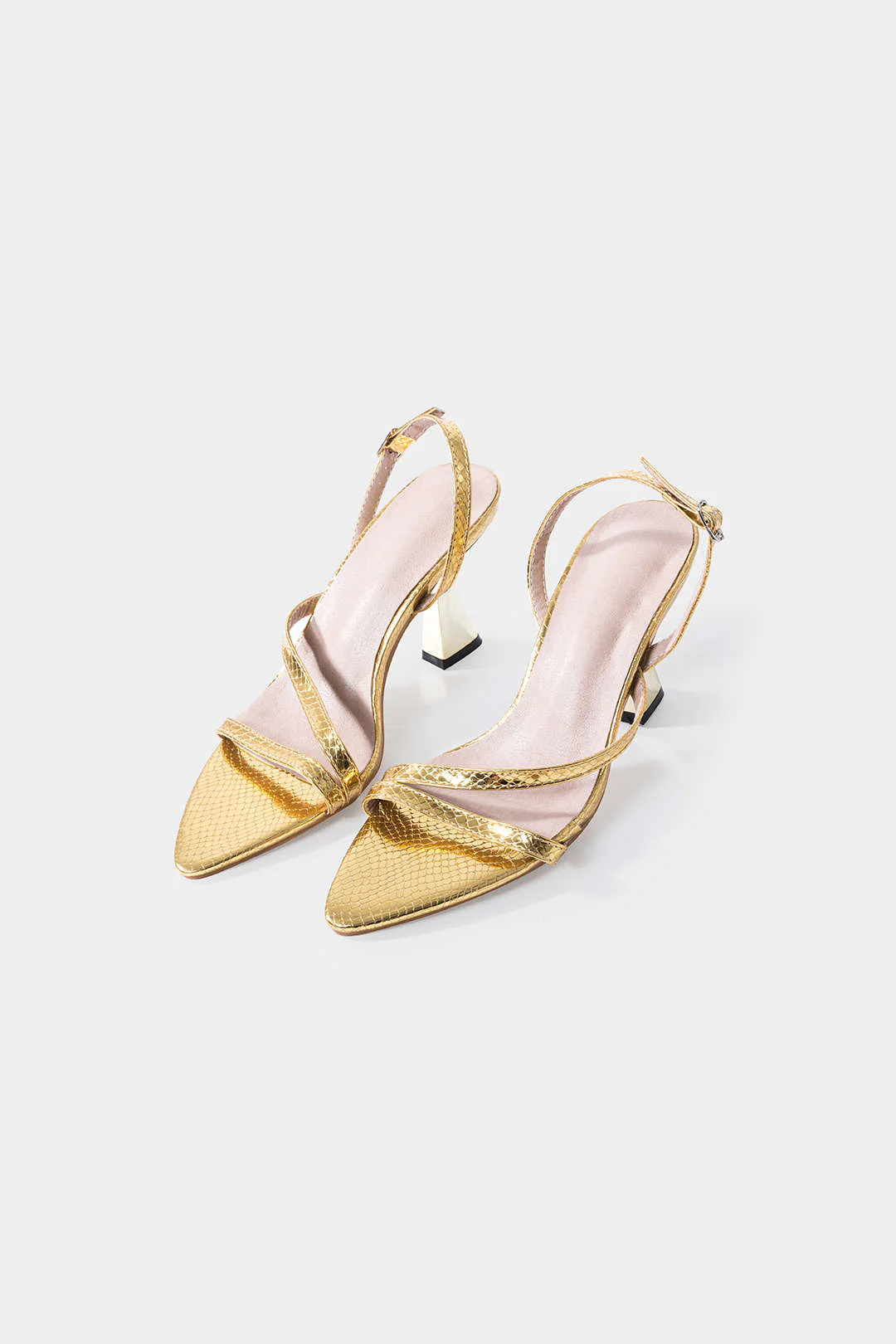 Metallic Imitation Leather Pointed Toe High Heels