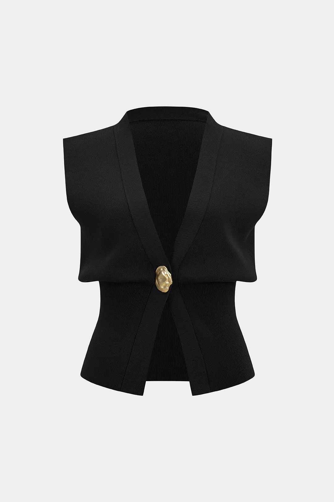 Knit V-Neck Metallic Decorated Tank Top