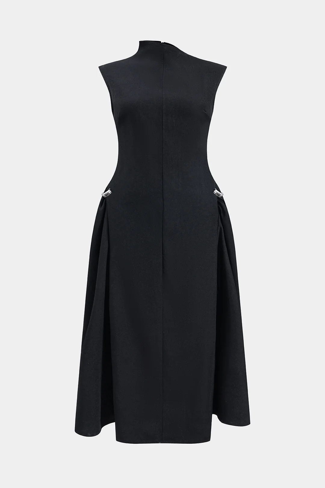 Plus Size Ruched Metallic Decor Sleeveless Floor-Length Dress