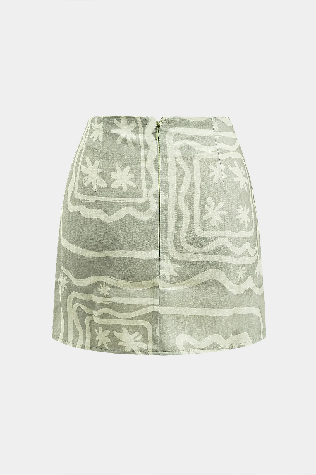 Geometric Print Button Pocket Tank Top And Zipper Skirt Set