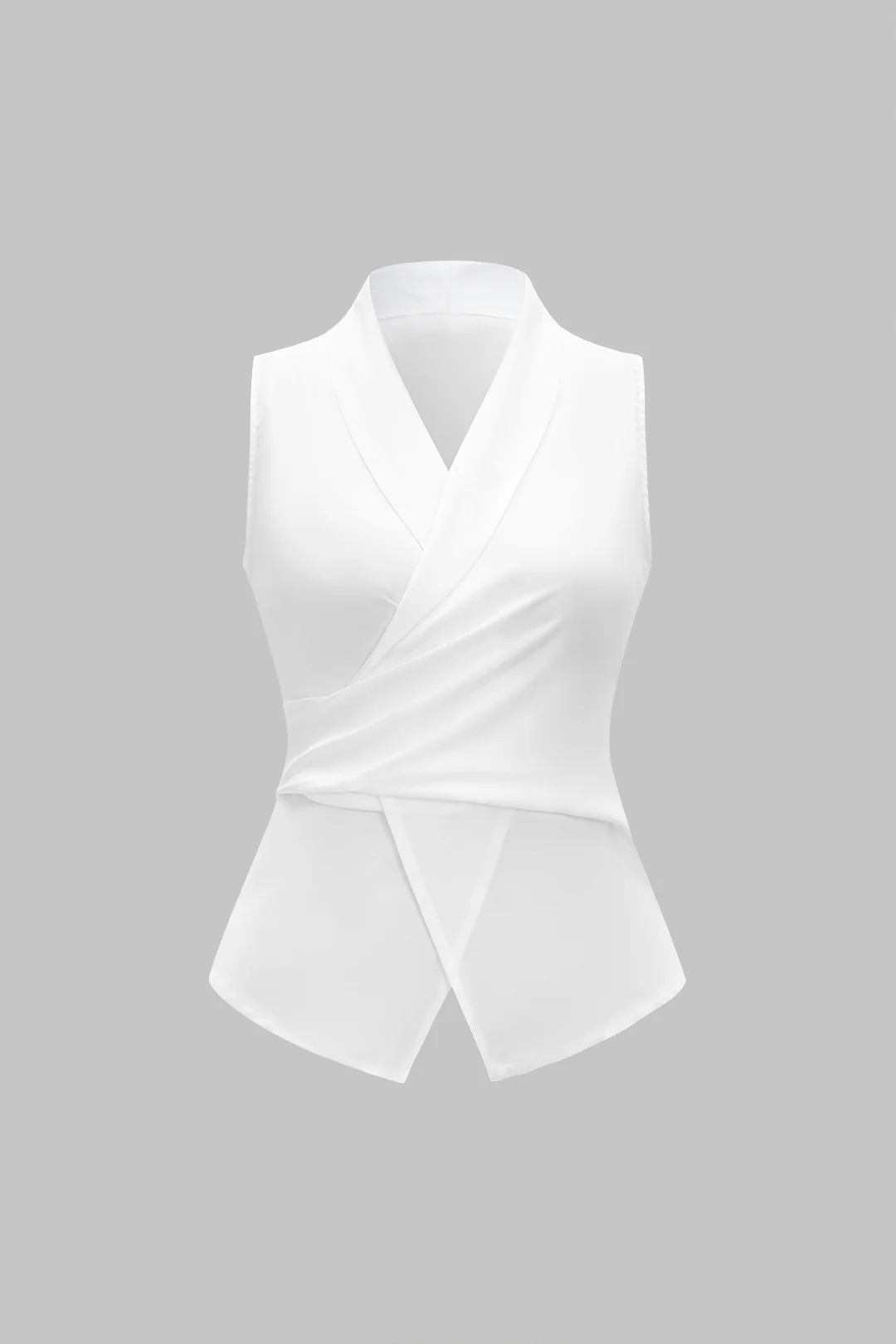 Satin Crossed Ruched Strappy Tank Top