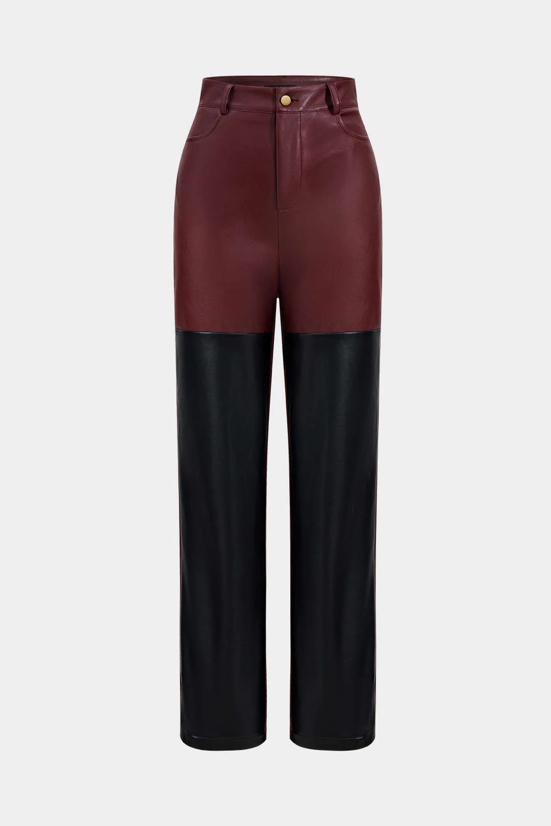 Imitation Leather Patchwork Trousers