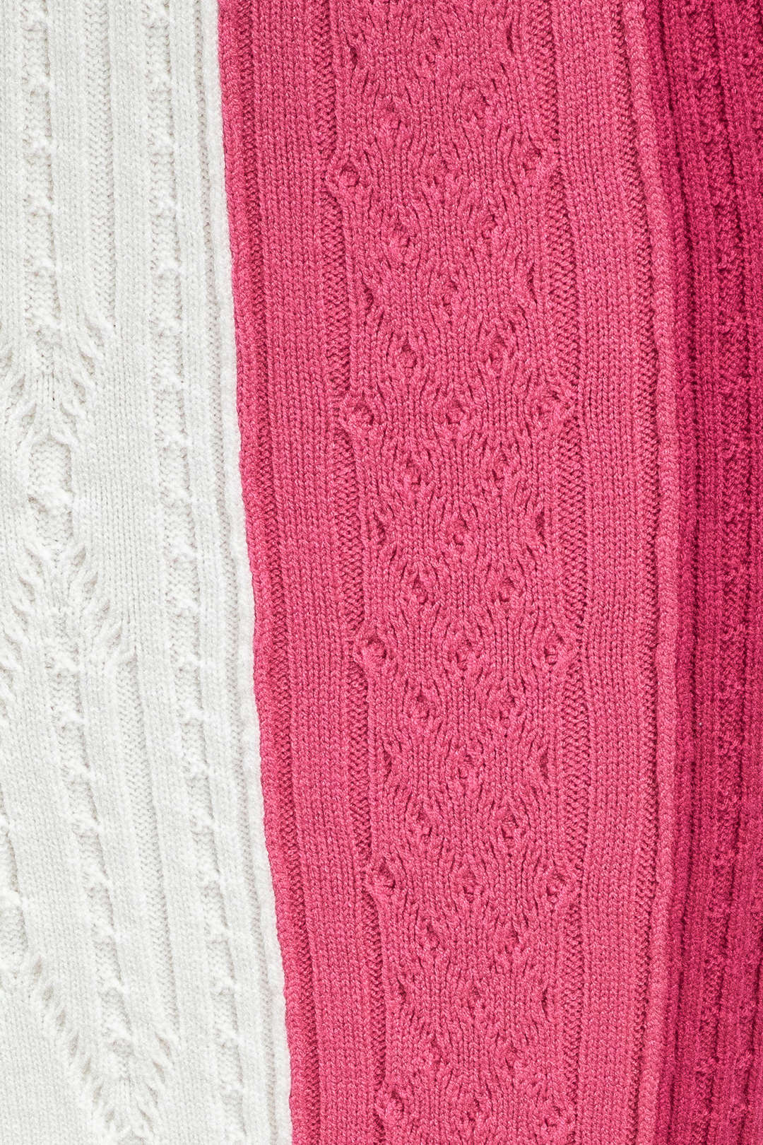 Contrasting Fringe-Trimmed Knit Mid-Length Skirt