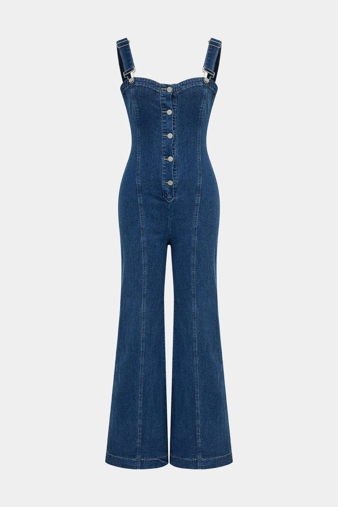 Denim Button Pocket Wide-Leg Jumpsuit
