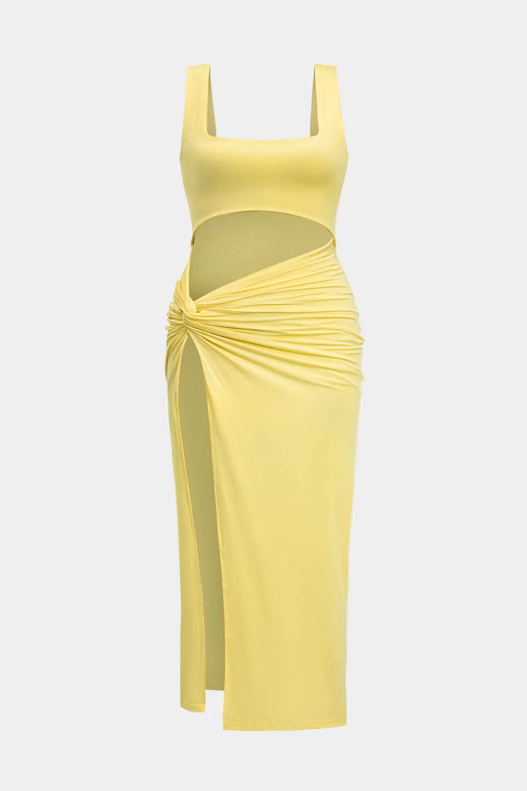 Plus Size Slit Twist Knot  Midi Dress