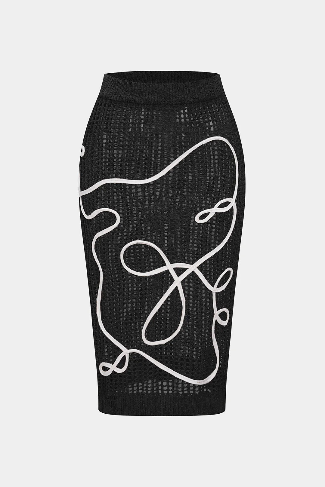Knit 3D Embroidery Pattern Skirt
