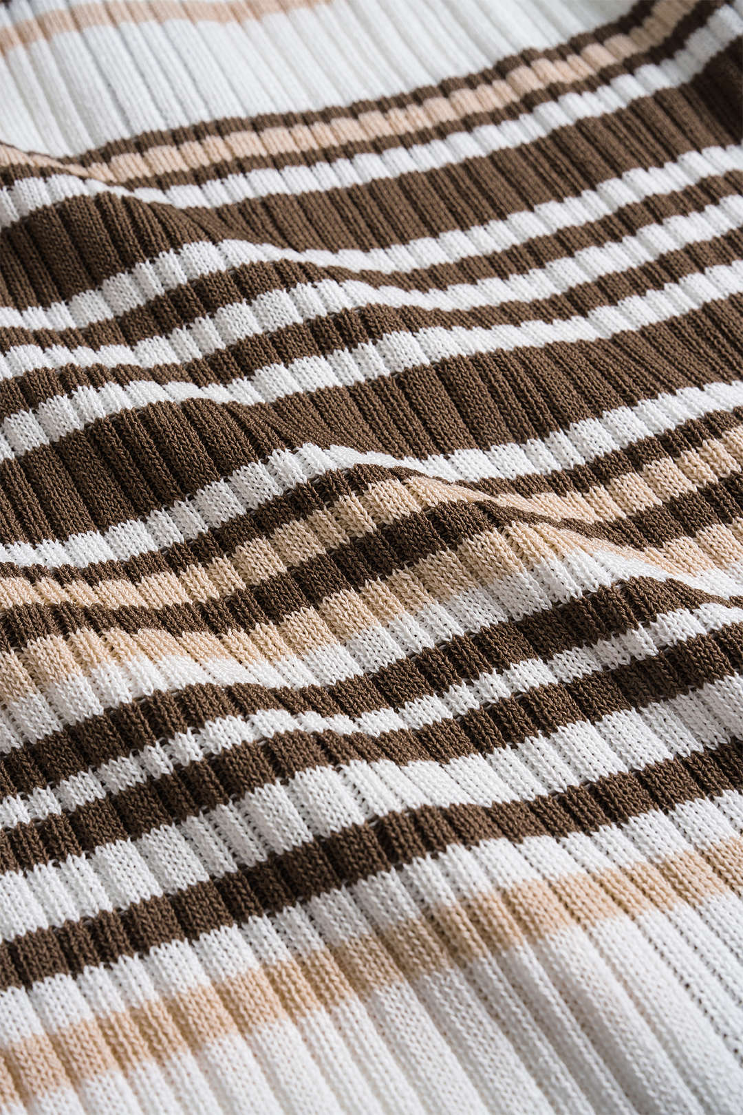 Knit Contrasting Striped Button Short-Sleeve Top