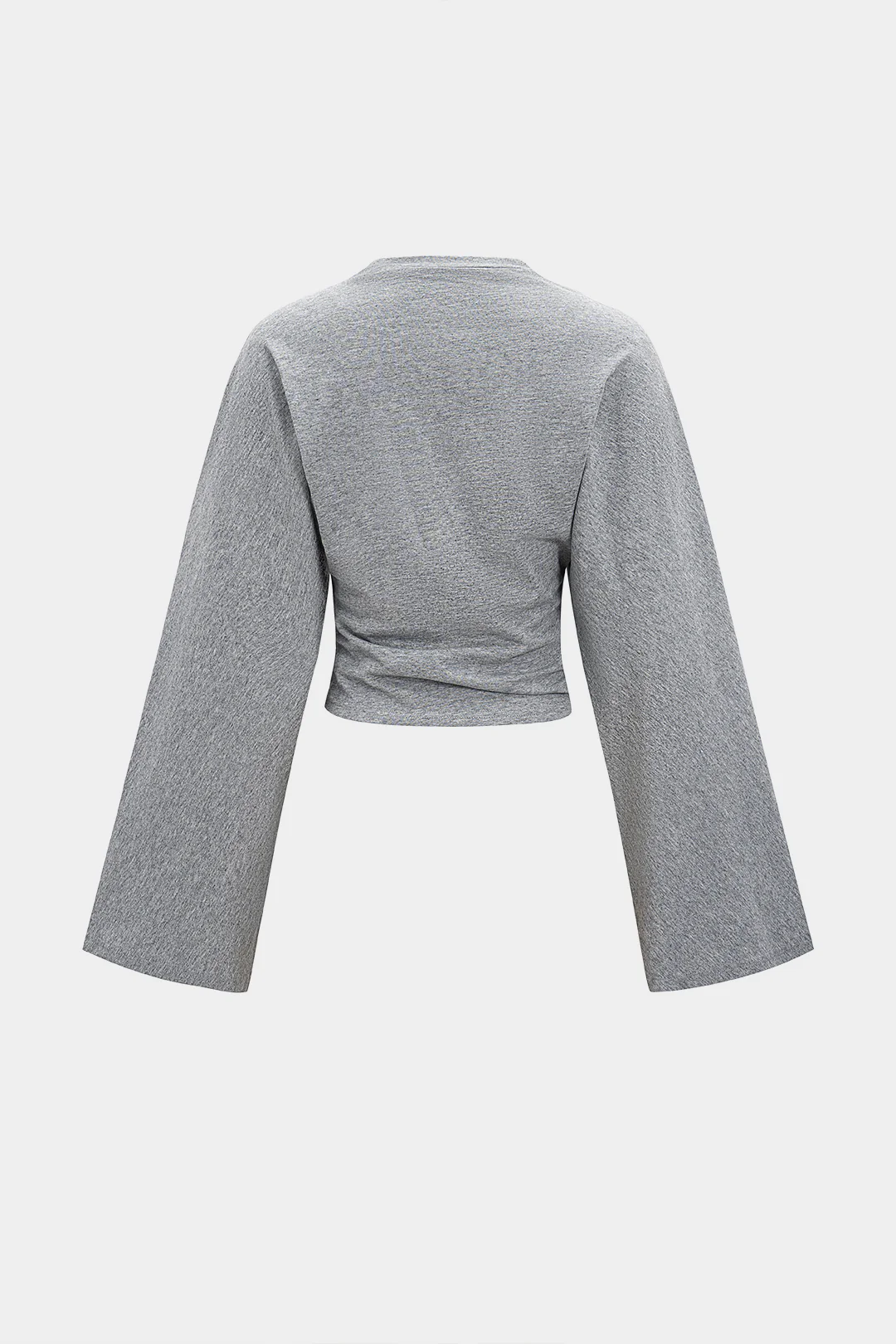 Round Neck Ruched Long Sleeve Blouse