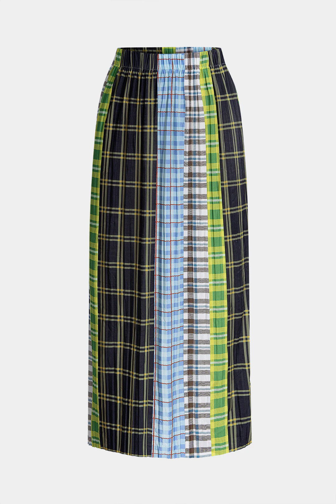 Plaid Contrast Print High-Waisted Skirt