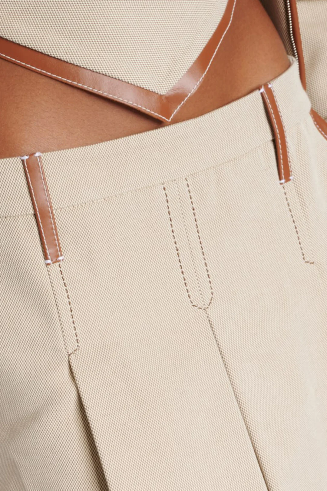 Contrast Pleated  Mini Skirt