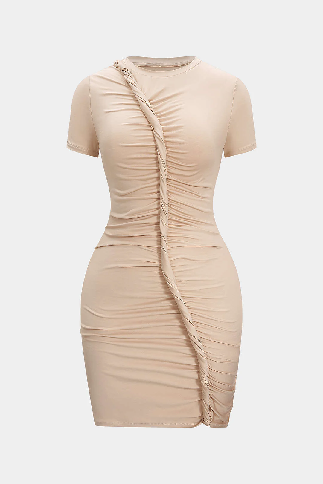 Asymmetrical Twist Knot Short-Sleeved Mini Dress