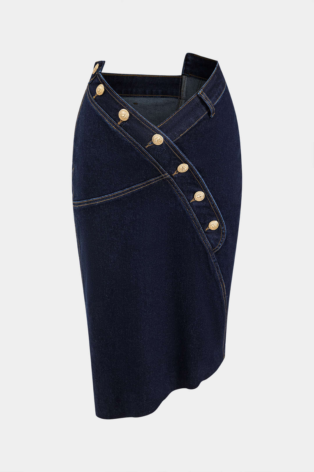 Asymmetrical Button Denim Skirt