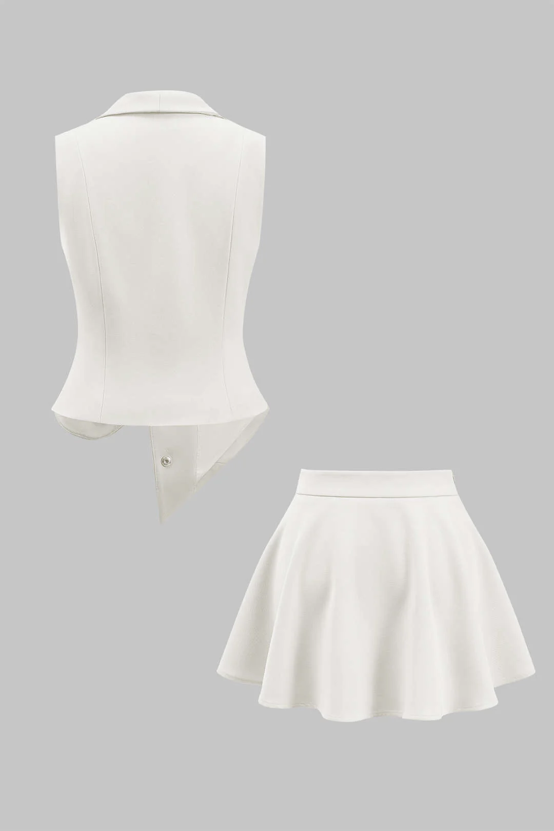 Metallic Asymmetrical Vest And Skirt Set