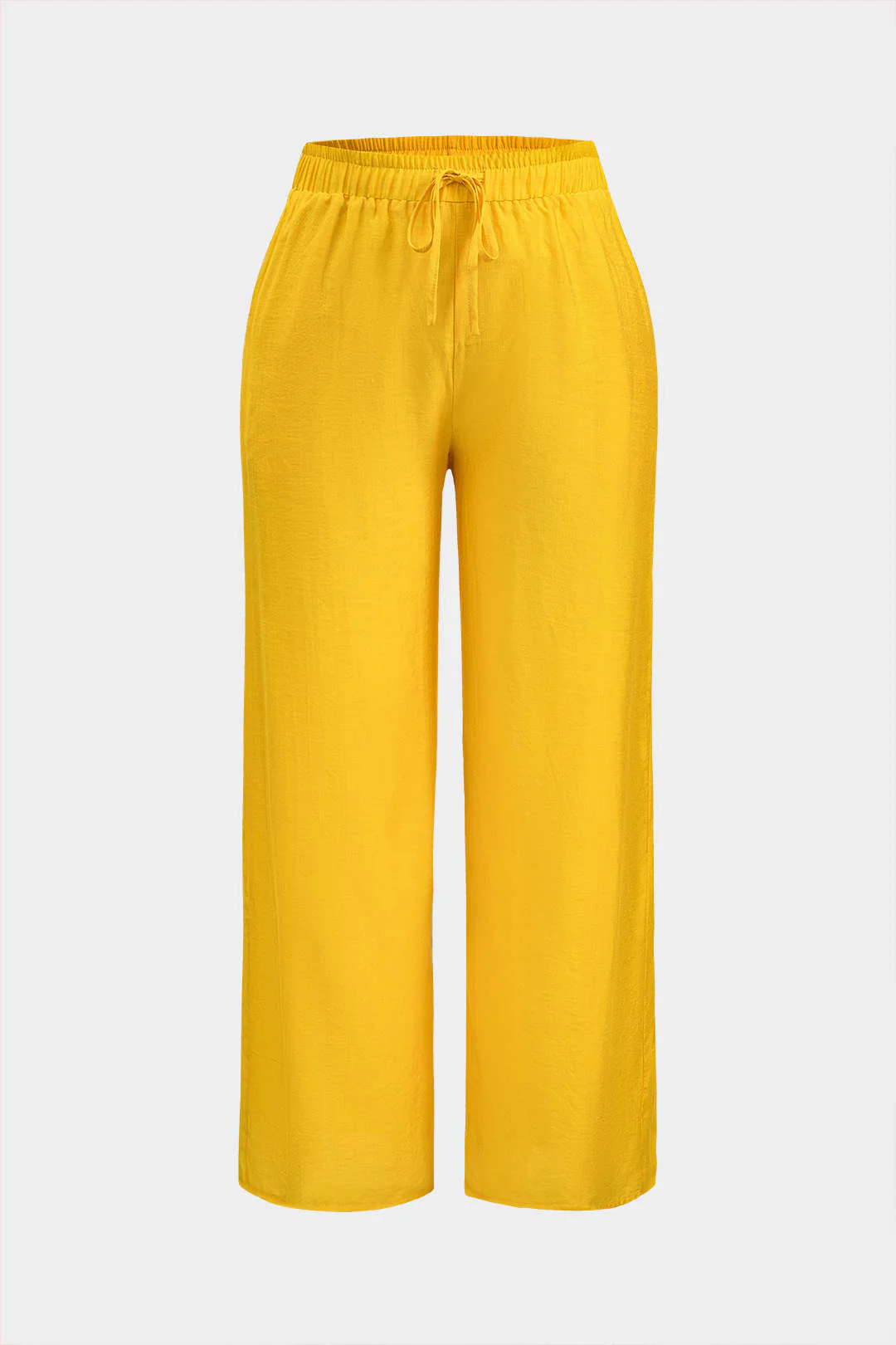 Plus Size Tie Front Shirt And Wide Leg Pants Set