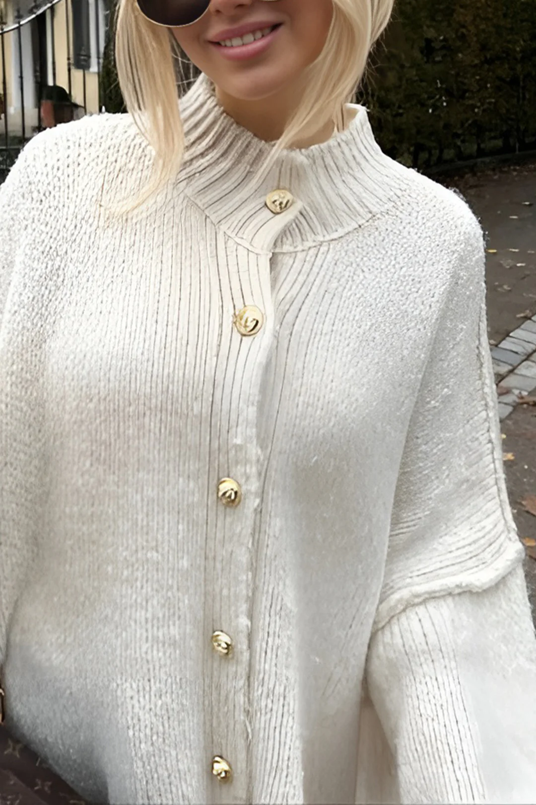 Button-Up Ribbed Knit Cardigan Sweater