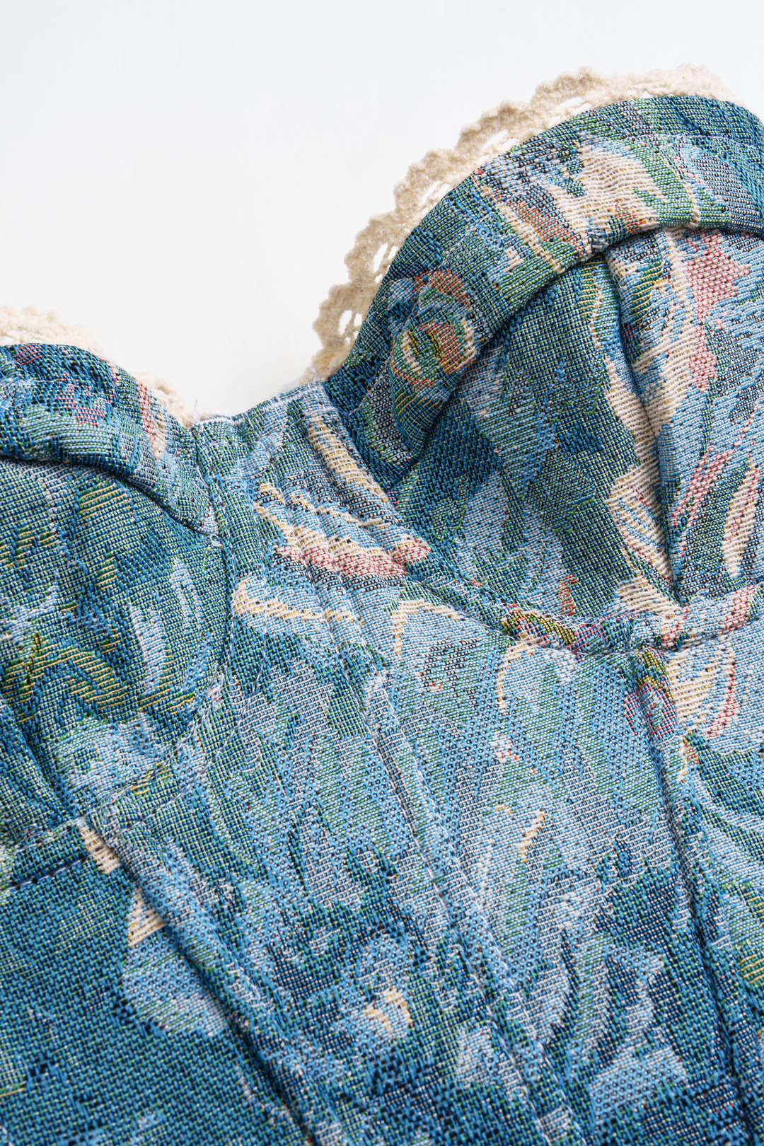 Vintage Watercolor Printed Jacquard Wrap Tie-Up Tube Top