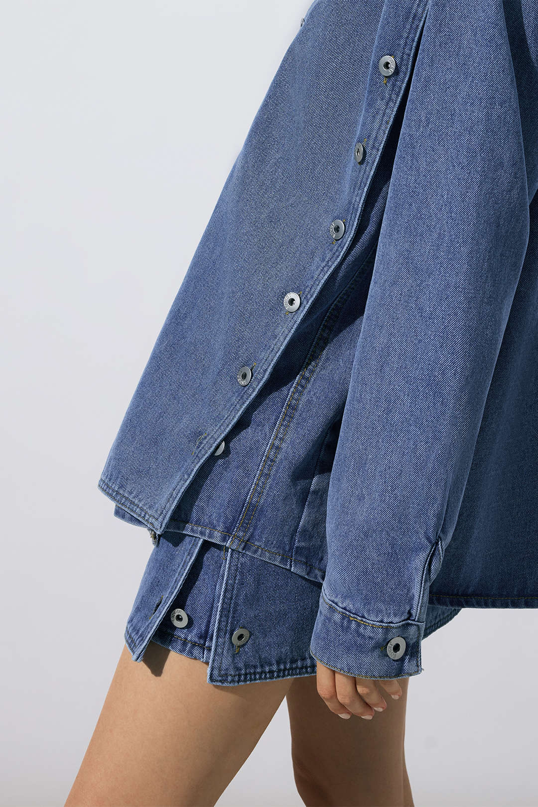 Denim Buttoned Long Sleeve Top