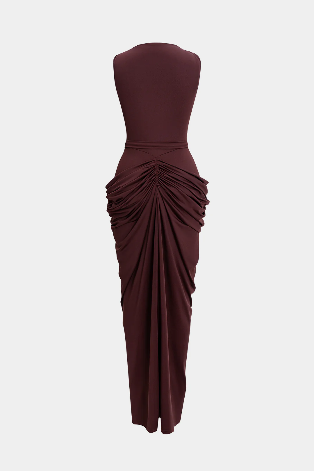 Metallic Decor Ruched Sleeveless Maxi Dress