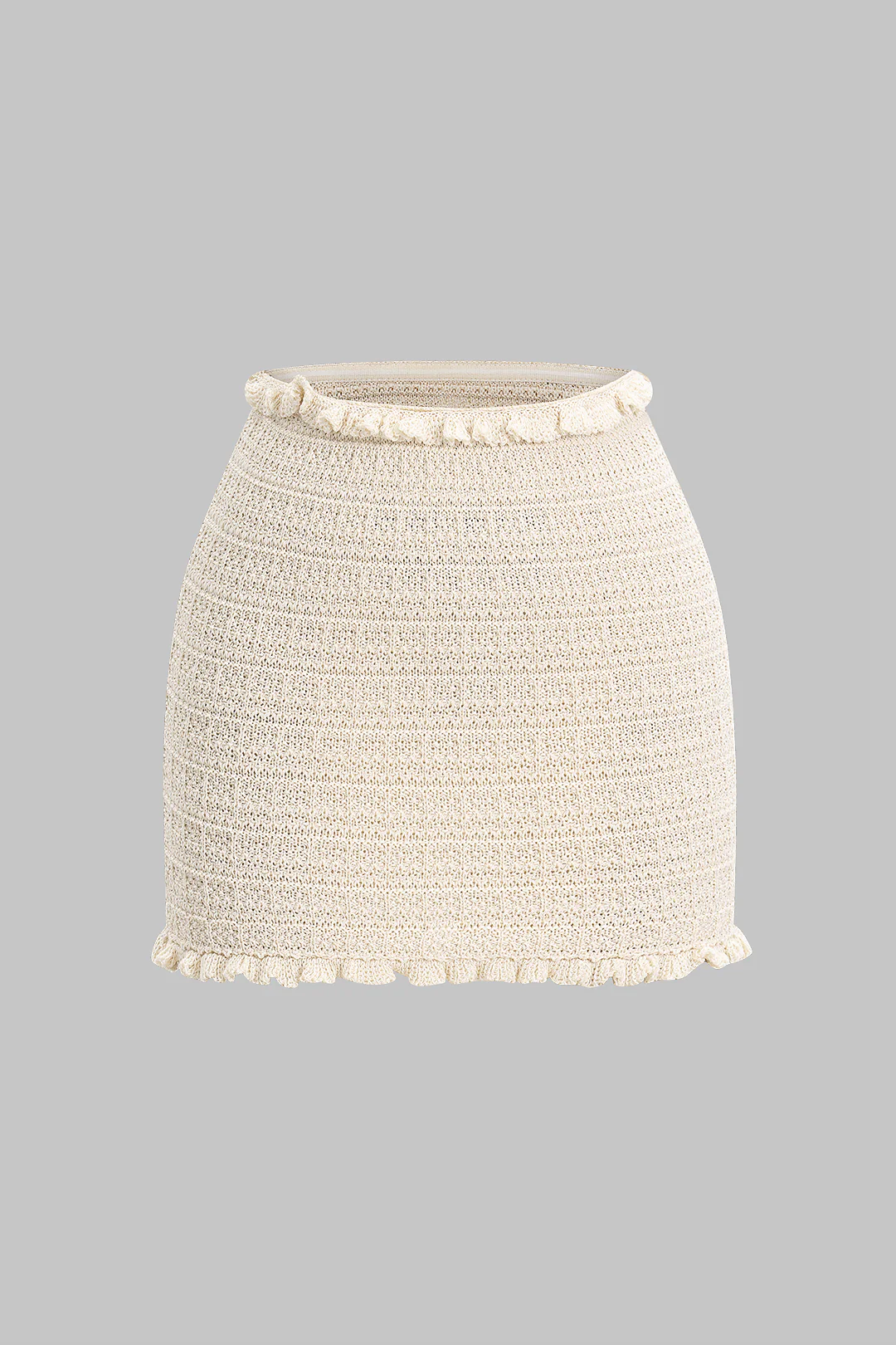 Knit Ribbed Ruffle Mini Skirt