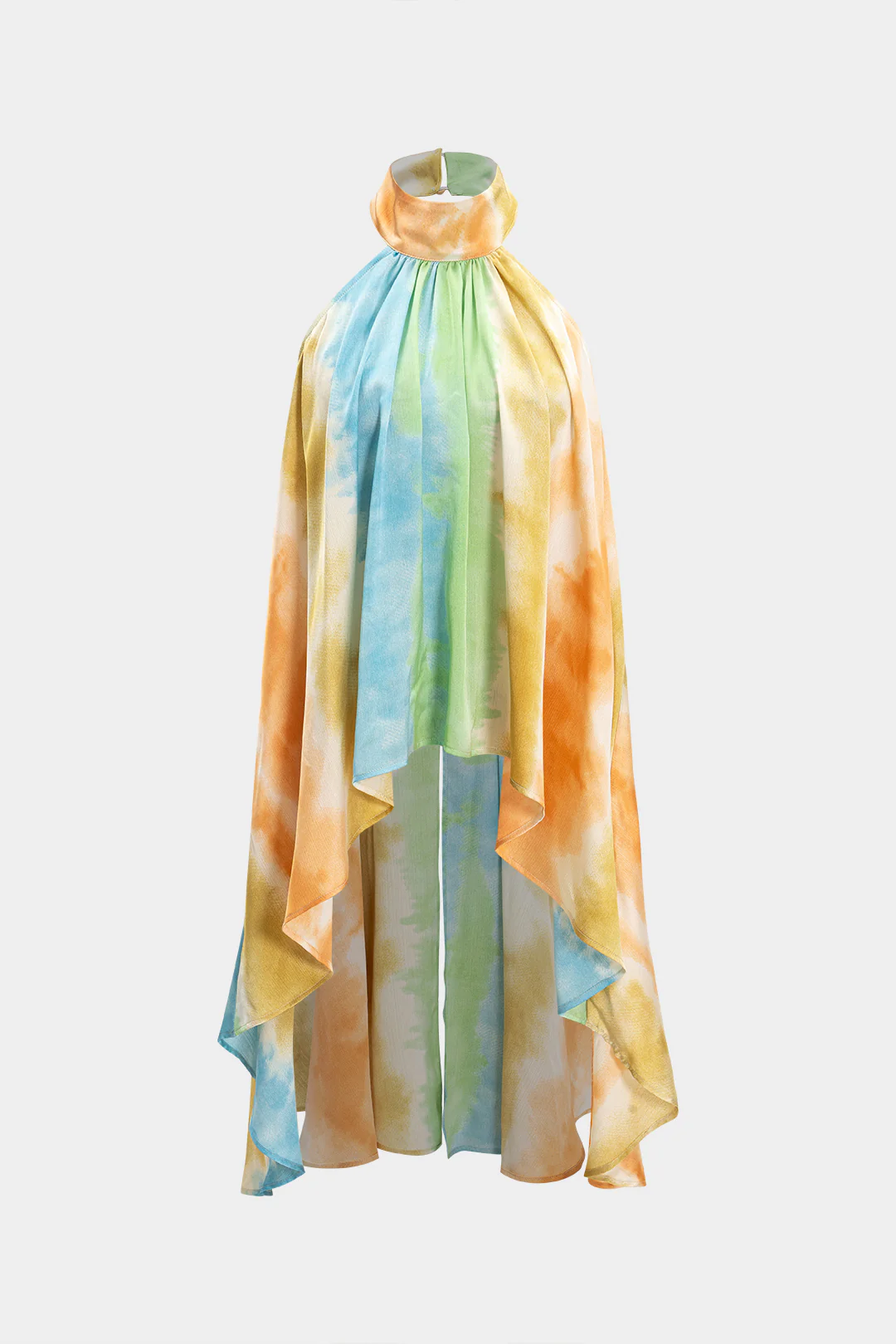 Abstract Print Tie Front Backless Tank Top