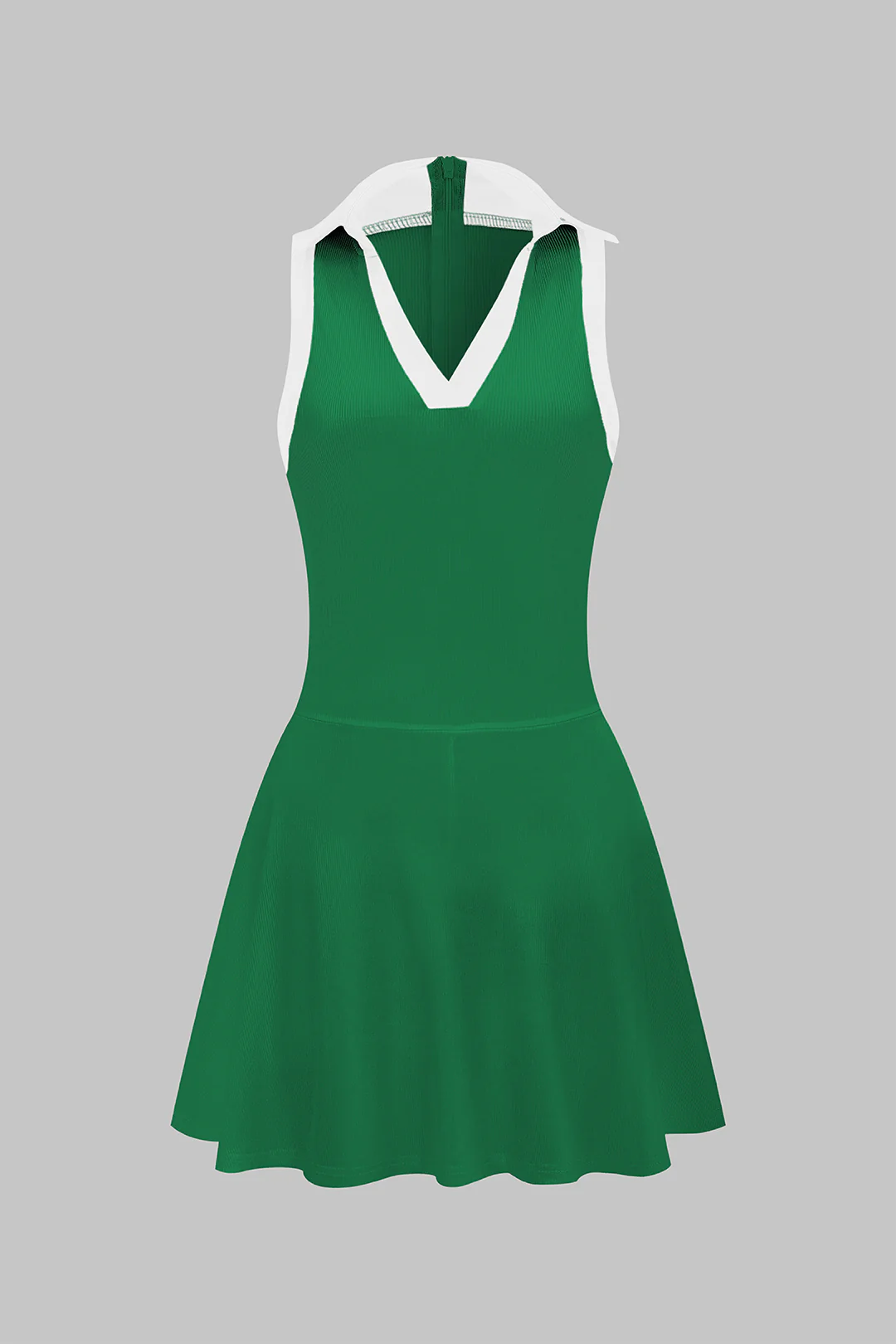 Zipper V-Neck Sleeveless Mini Dress