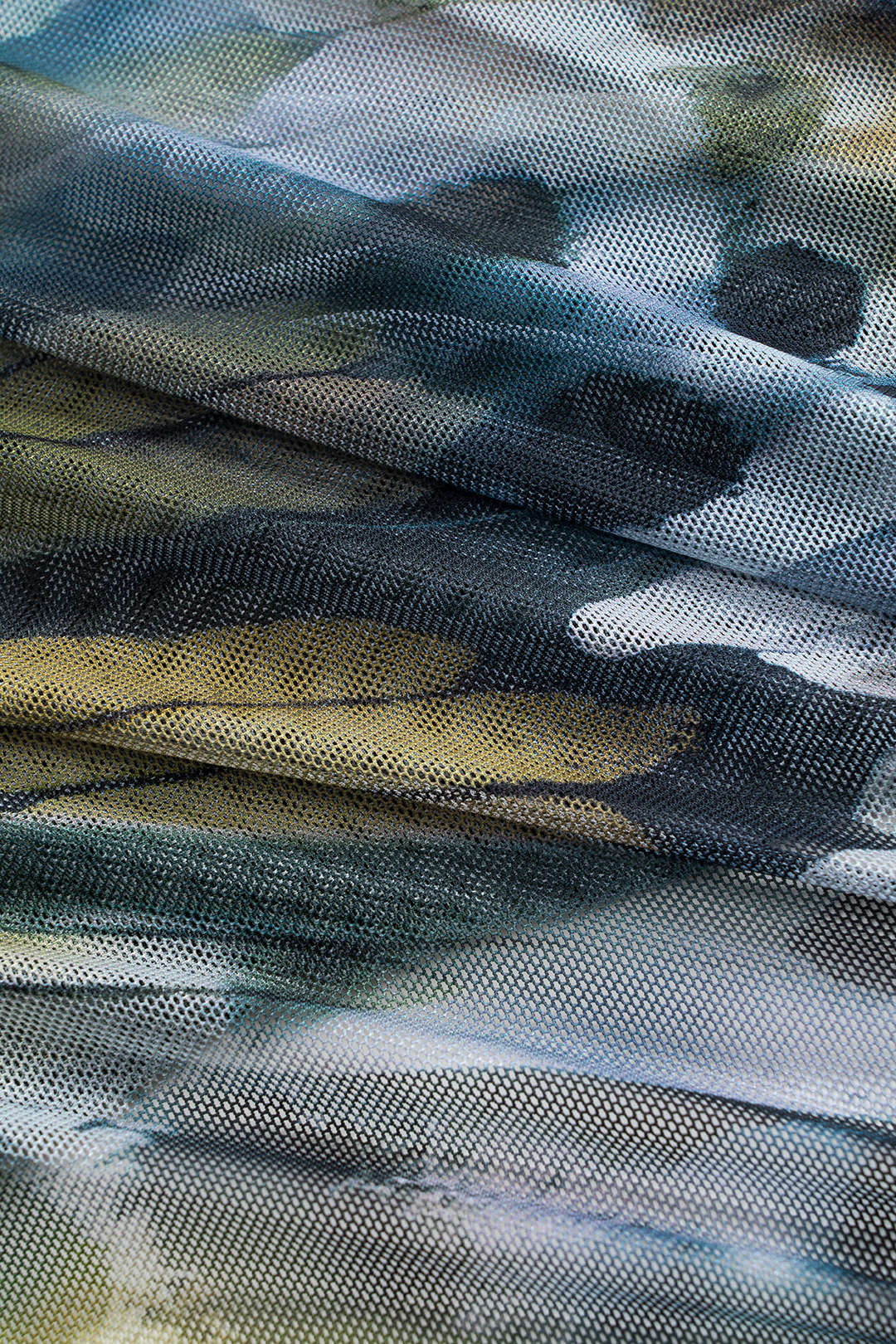 Abstract Pattern Mesh Halter Neck Backless Tie-Up Sleeveless Mini Dress