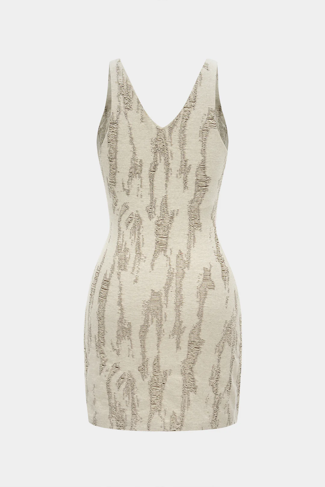 Linen Ripped V-Neck Sleeveless Mini Slip Dress
