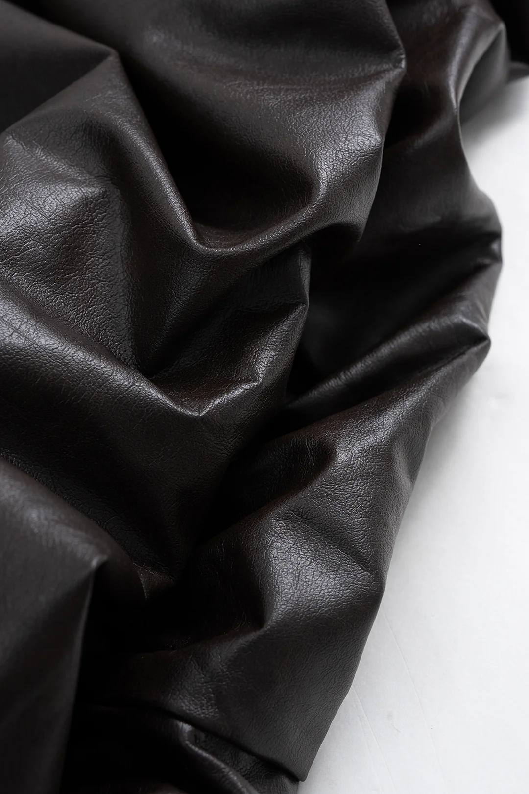 Faux Leather Ruched High-Waisted Skirt