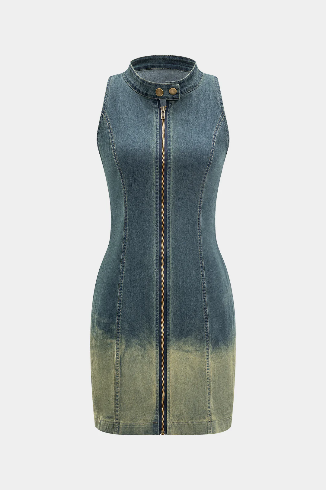 Denim Zipper Tank Sleeveless Dress