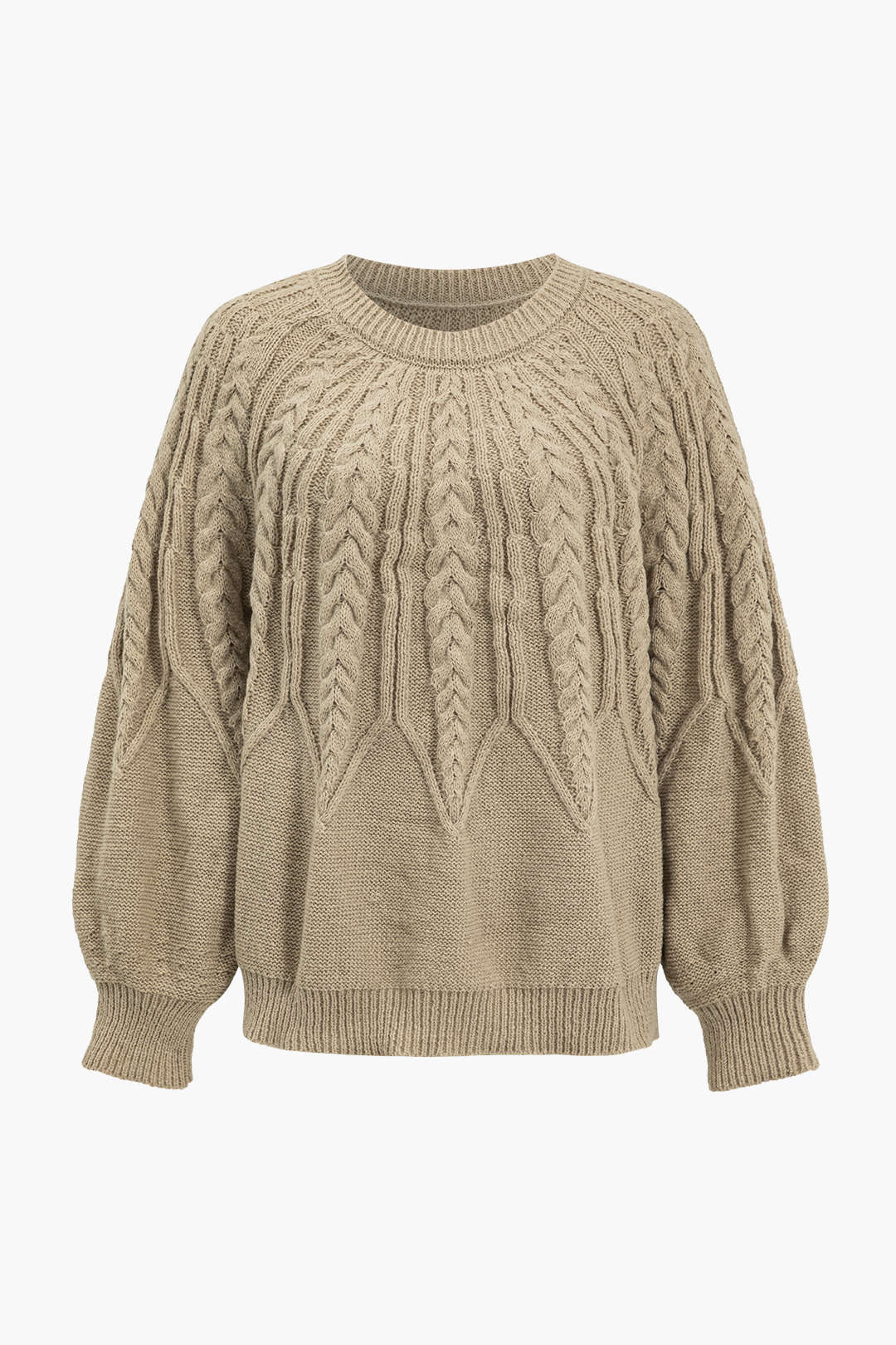 Plus Size Solid Knit Long-Sleeve Top