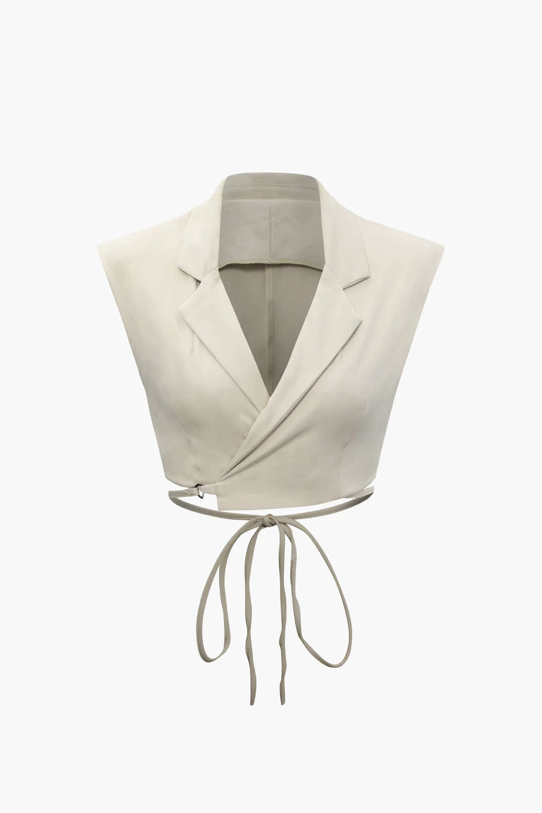 Notched Lapel Tie Back Vest and Straight Leg Suit Pants Combo