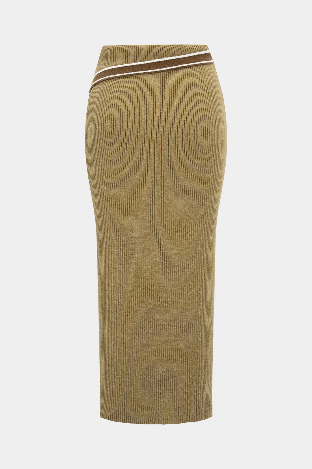 Knit Metallic Button Contrast Skirt