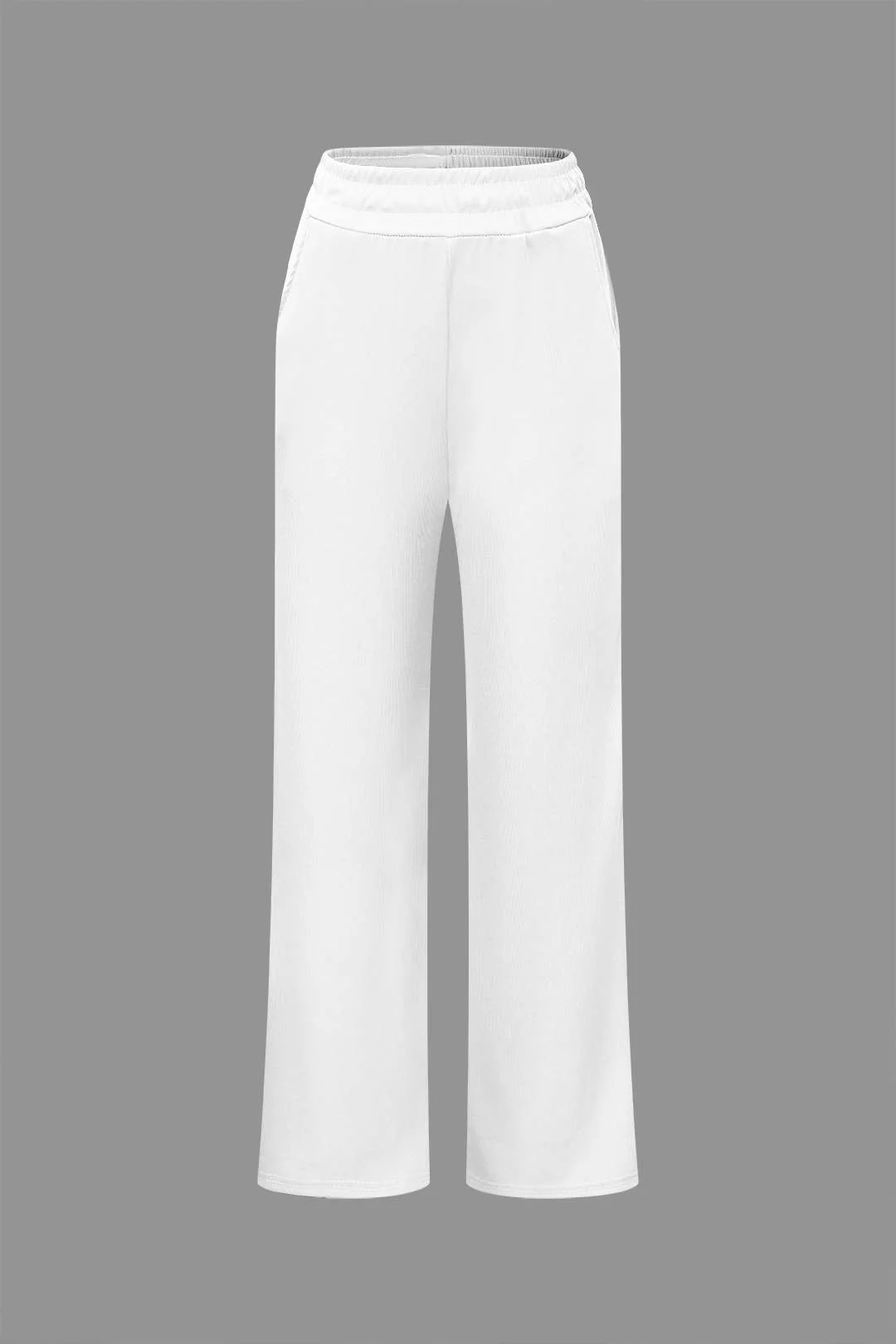 Off-the-Shoulder Ruched Asymmetric Top and Straight-Leg Pants Set