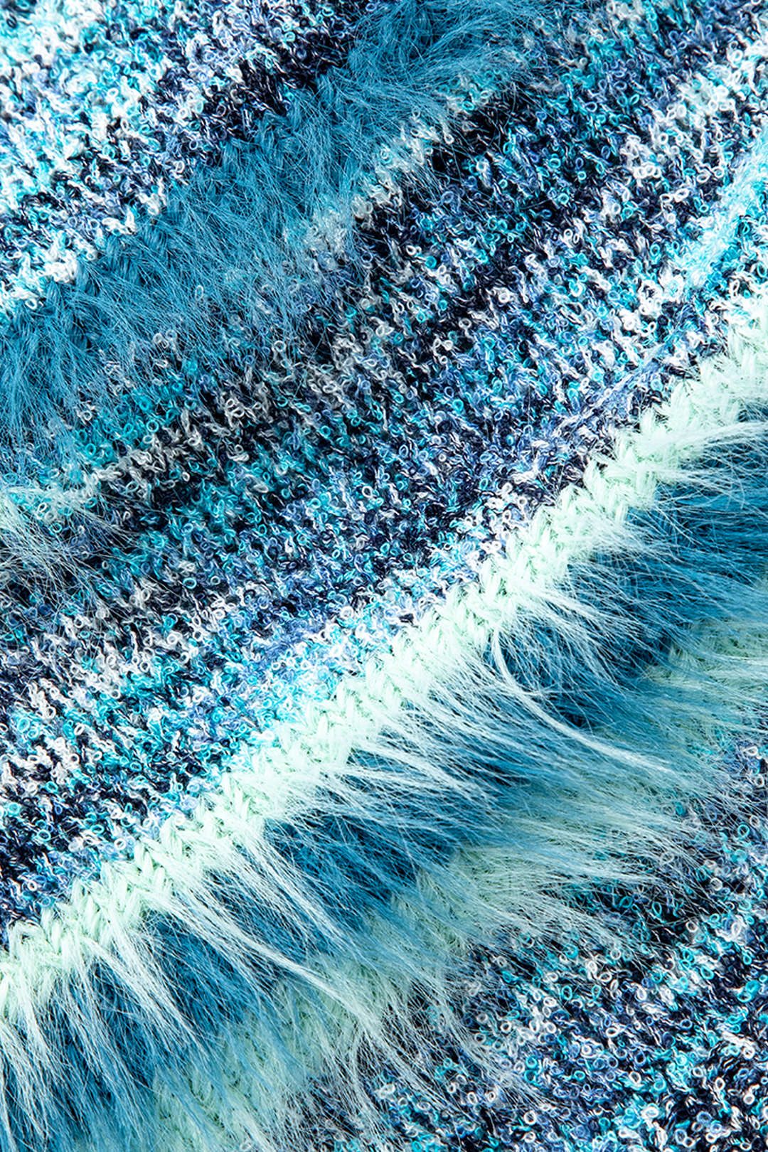 Stripe Feather Design Tie Front Long Sleeve Knitted Cardigan