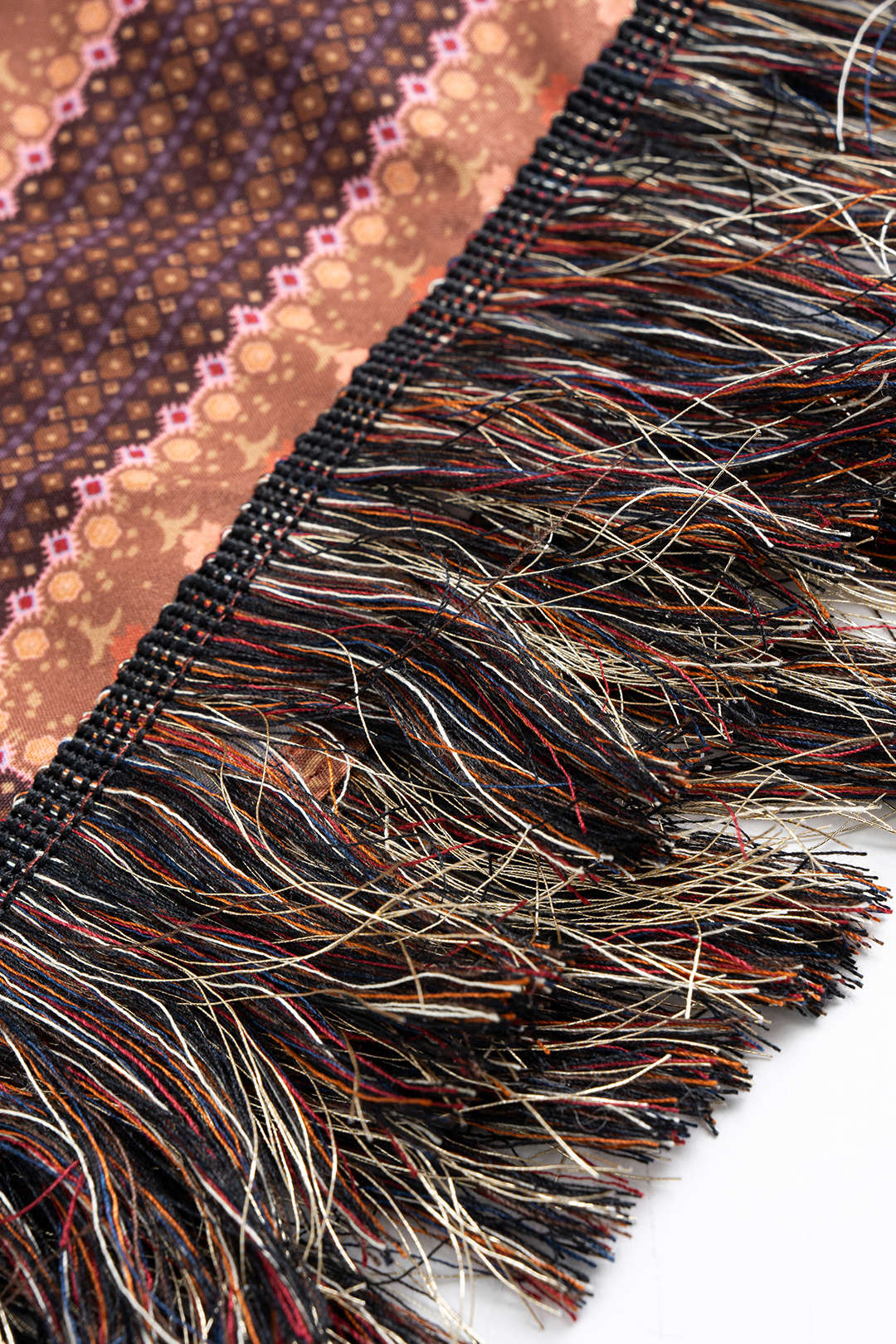 Bohemian Print Satin Fringe Trim Strapless Sleeveless Mid-length Dress