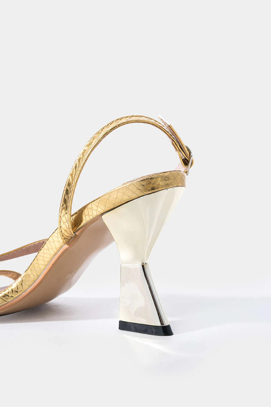 Metallic Imitation Leather Pointed Toe High Heels