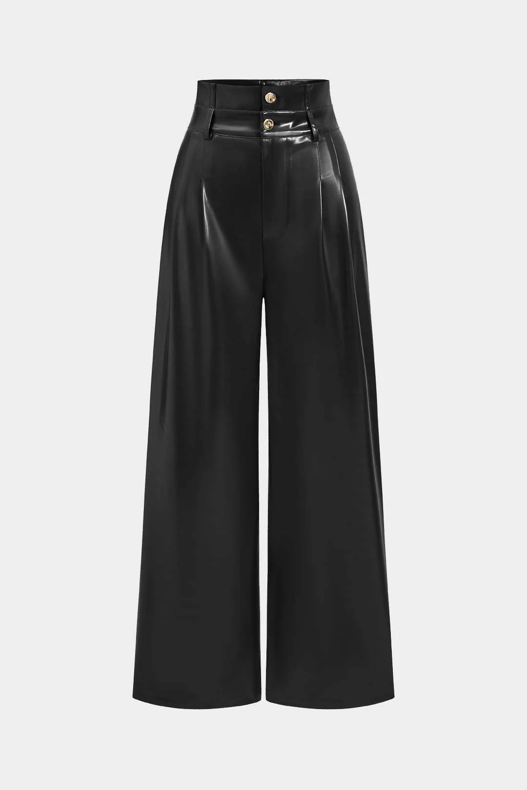 Faux Leather High-Waisted Trousers