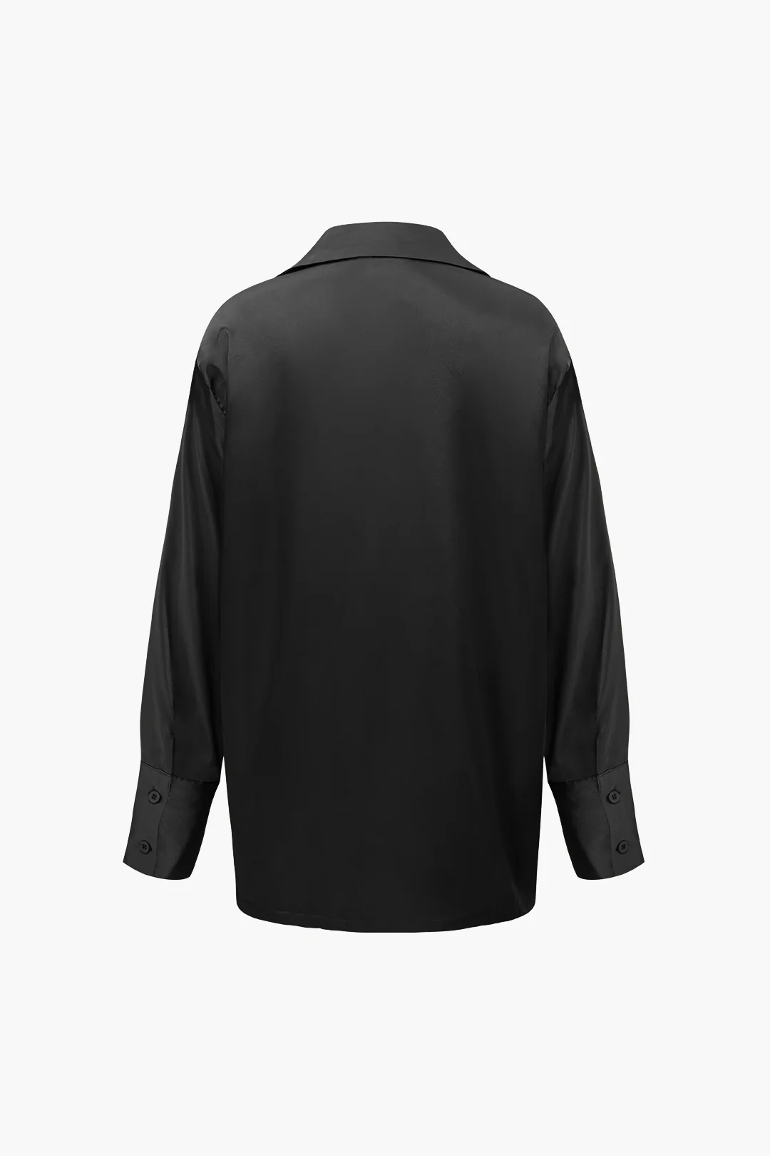 Satin Button-Up Long-Sleeve Shirt and Pants Ensemble