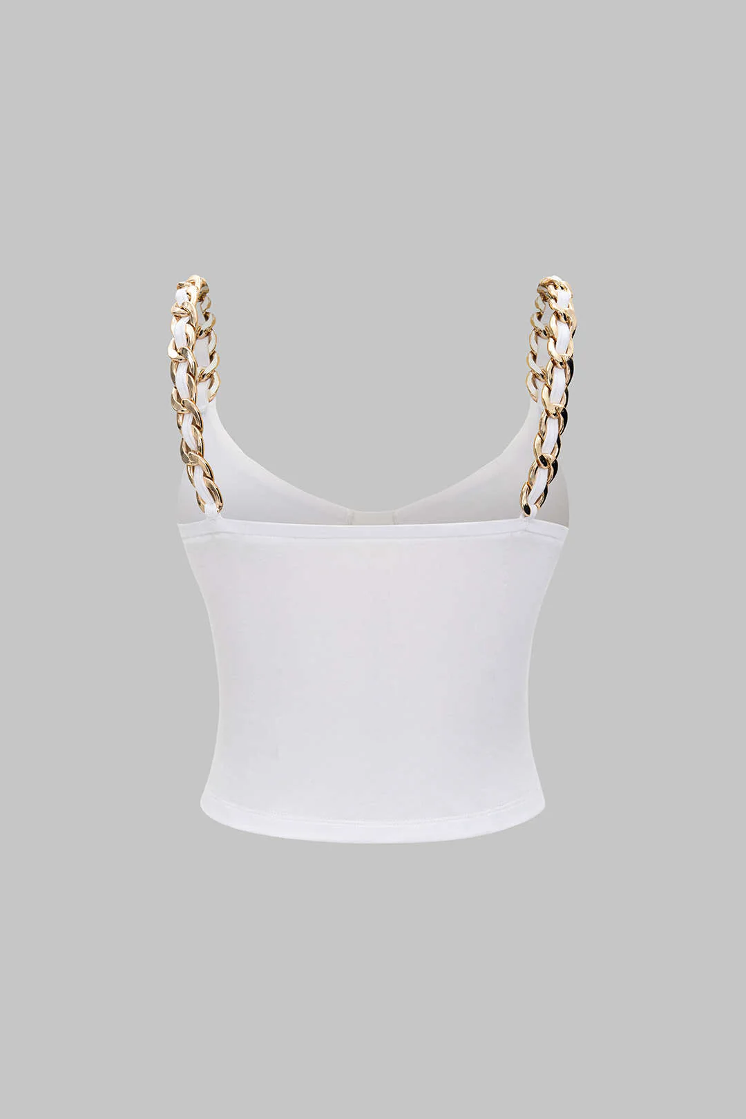 Metallic Chain-Trimmed Semi-Sheer Camisole Top
