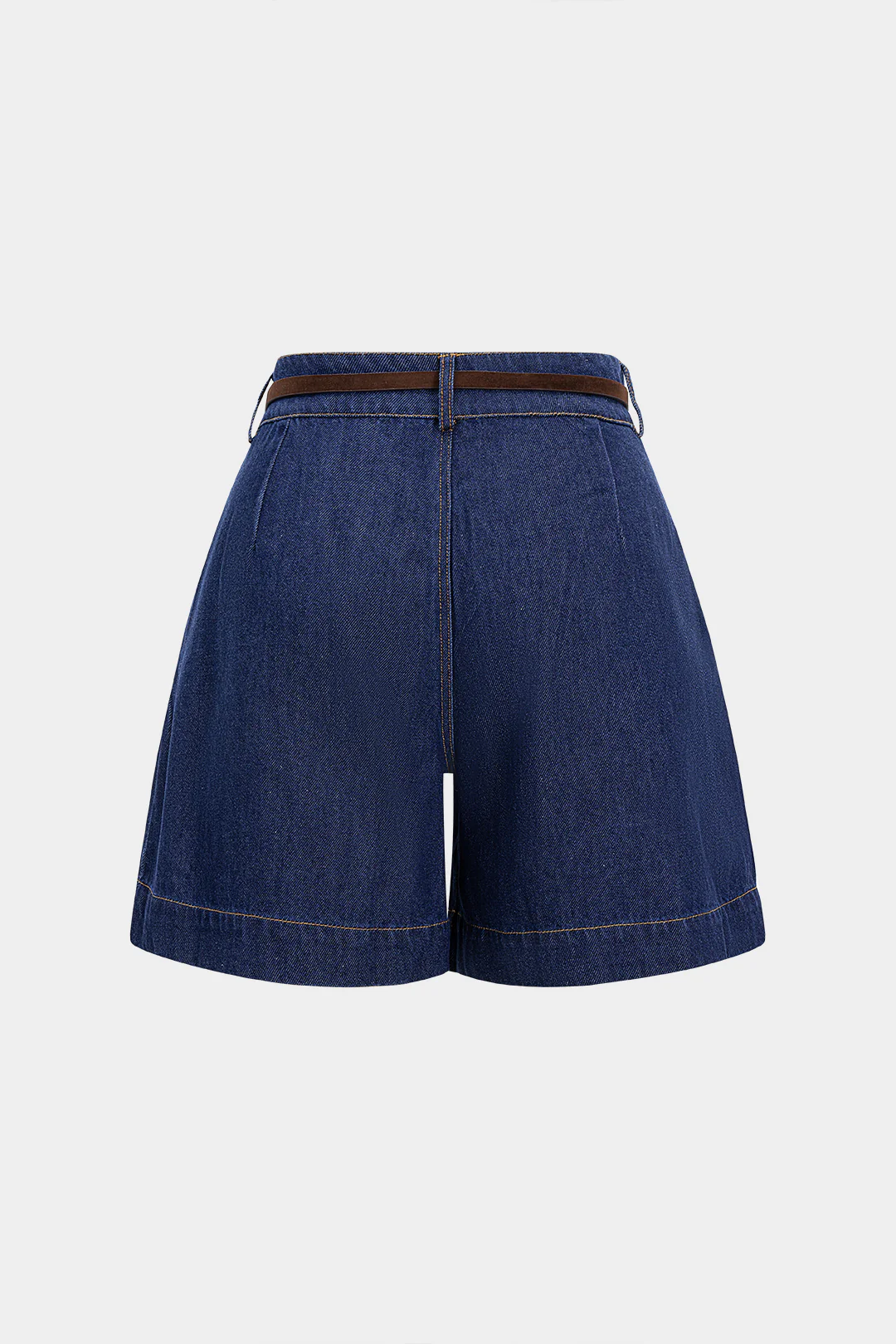 Denim Belted High Waist Ruched Wide Leg Jorts