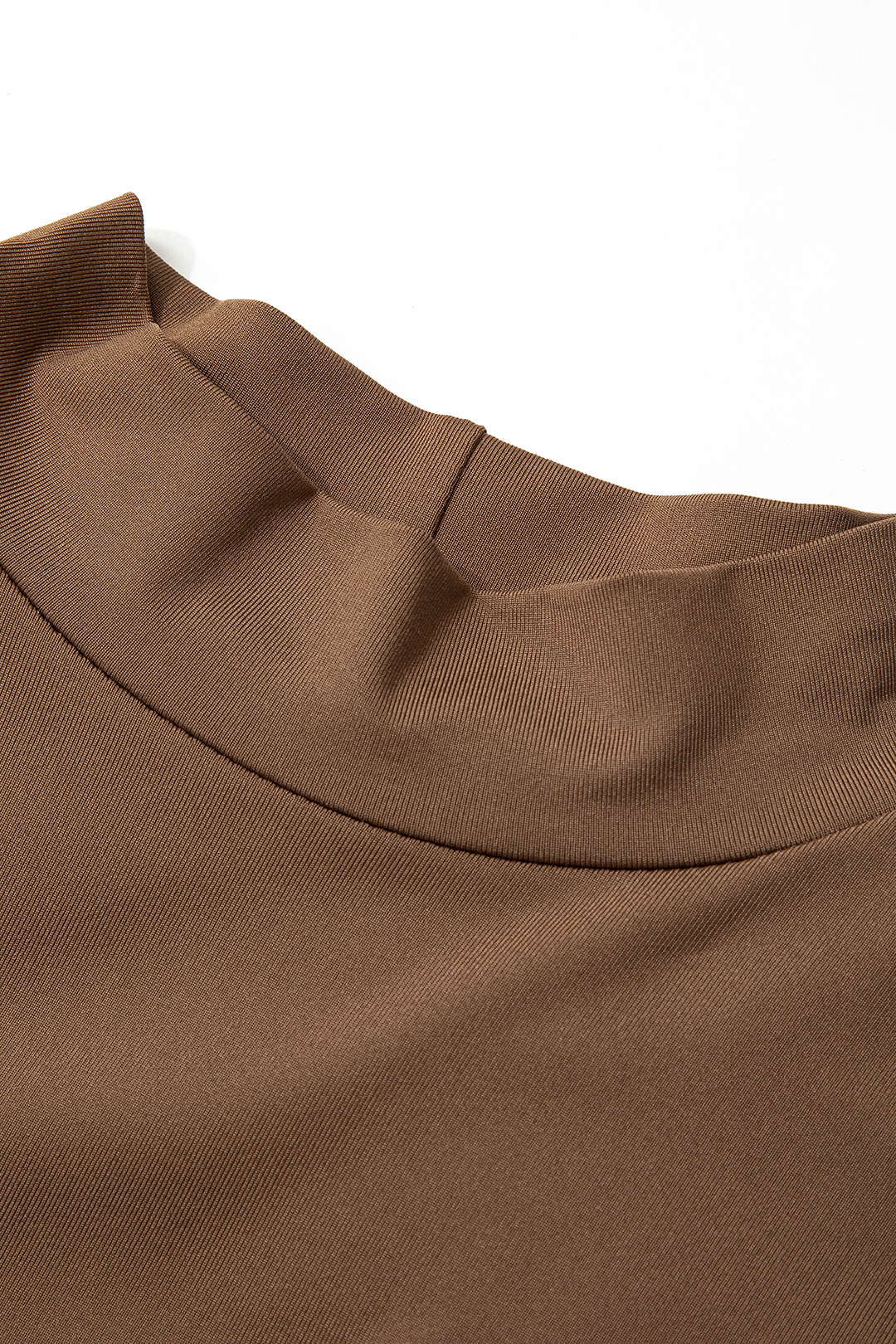 Mock Neck Faux Leather Panel Long Sleeve Bodysuit