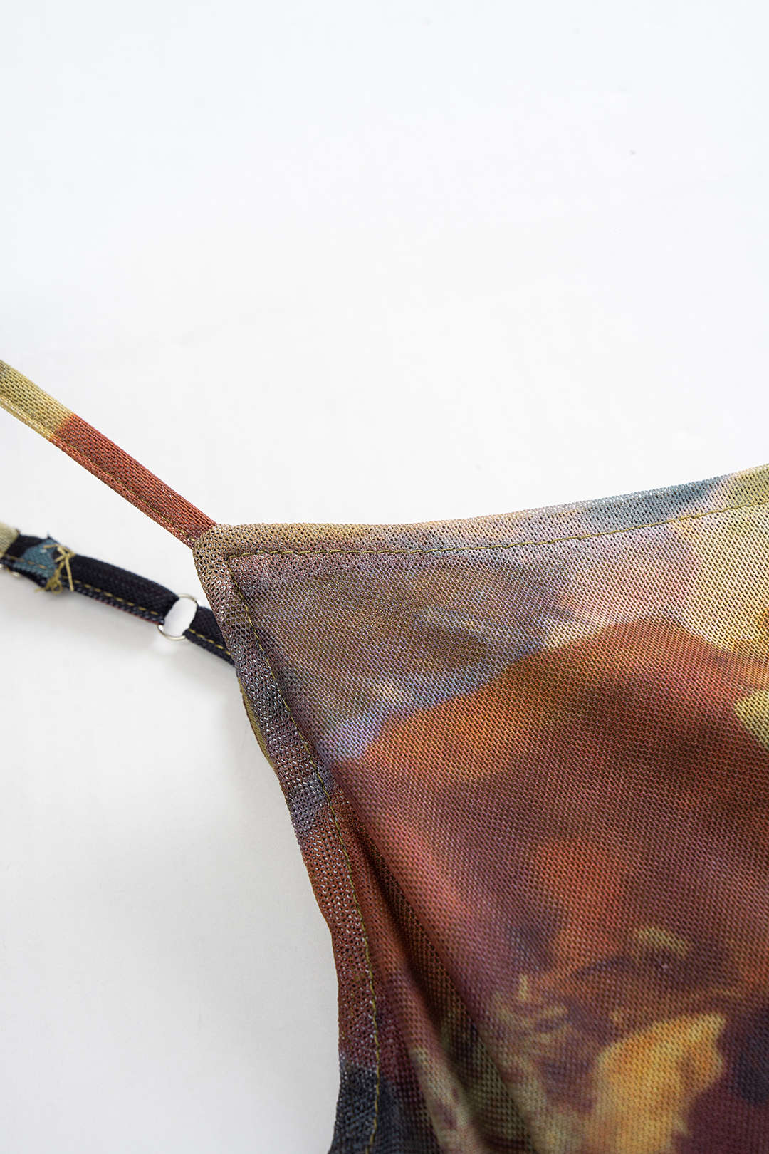 Vintage Floral Print Mesh Sleeveless Midi Slip Dress