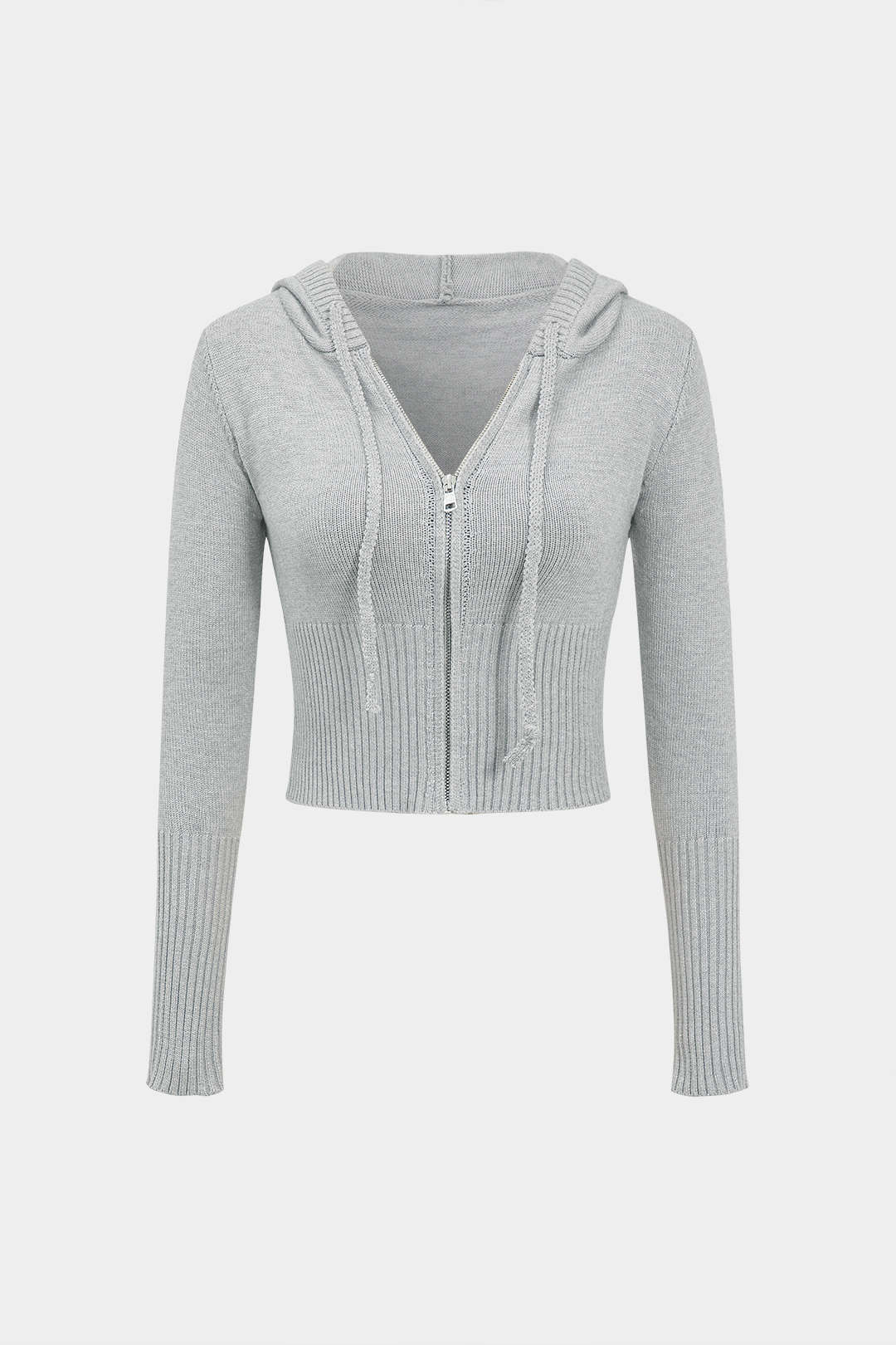 Solid Knit Hooded Top and Asymmetrical Pants Combo