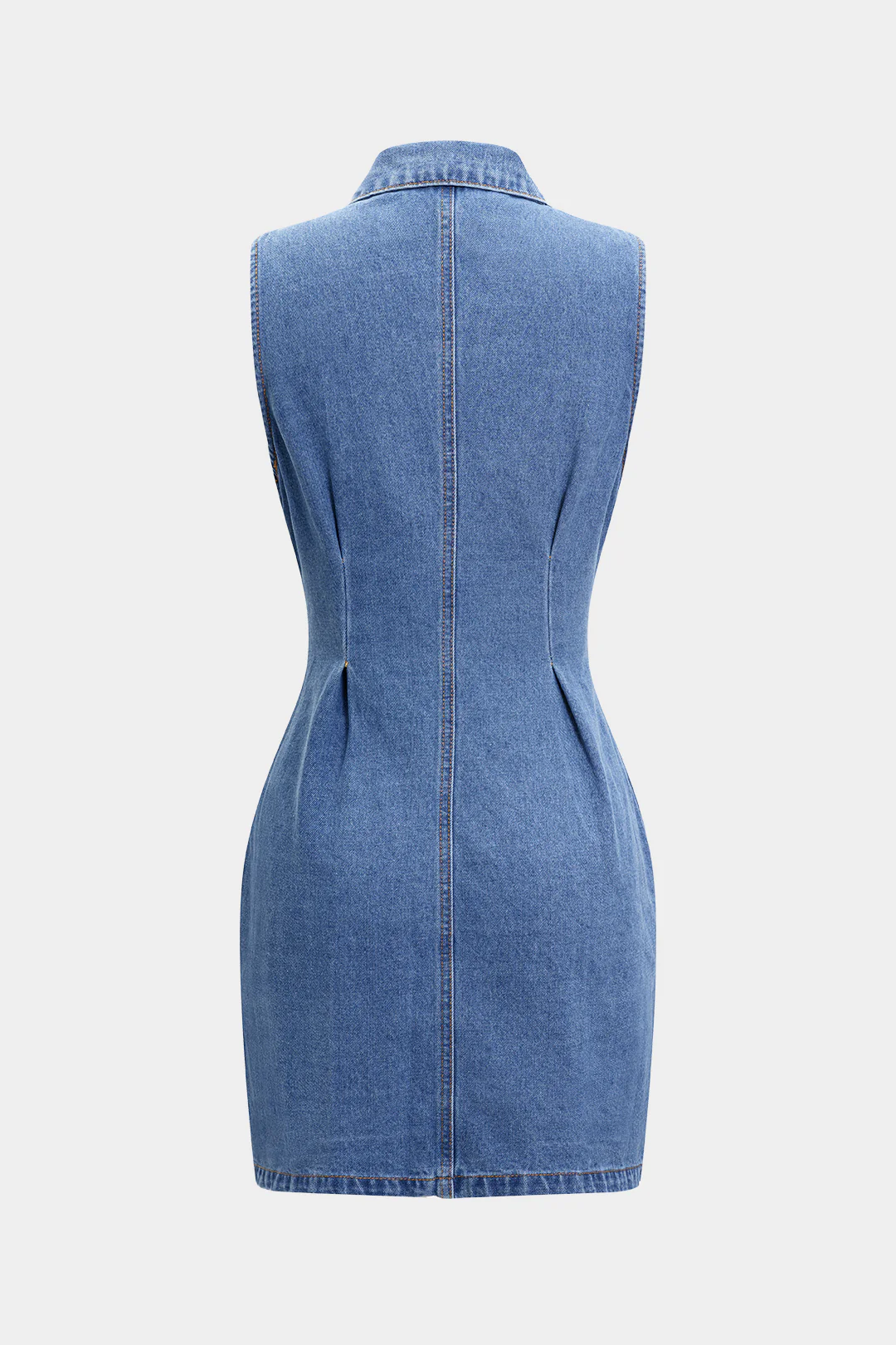 Washed Denim Sleeveless Button Dress