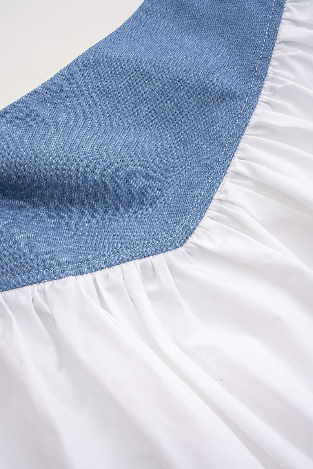 Denim Patchwork Ruched Pocket Skirt