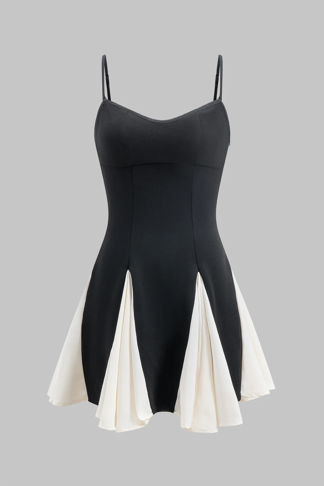 Contrast Pleated Patchwork Slip Mini Dress