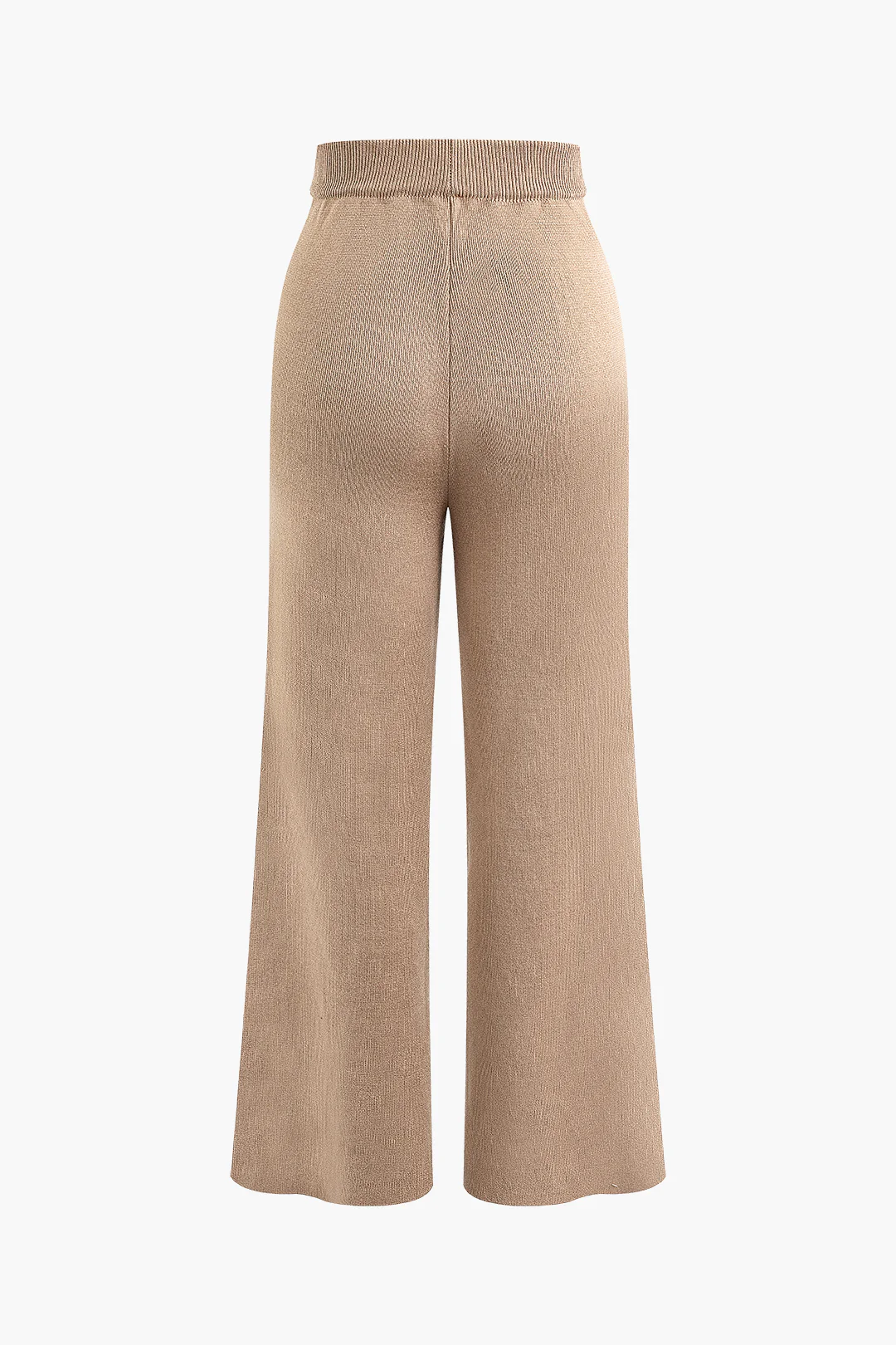 Solid Knitted Wide-Leg Trousers