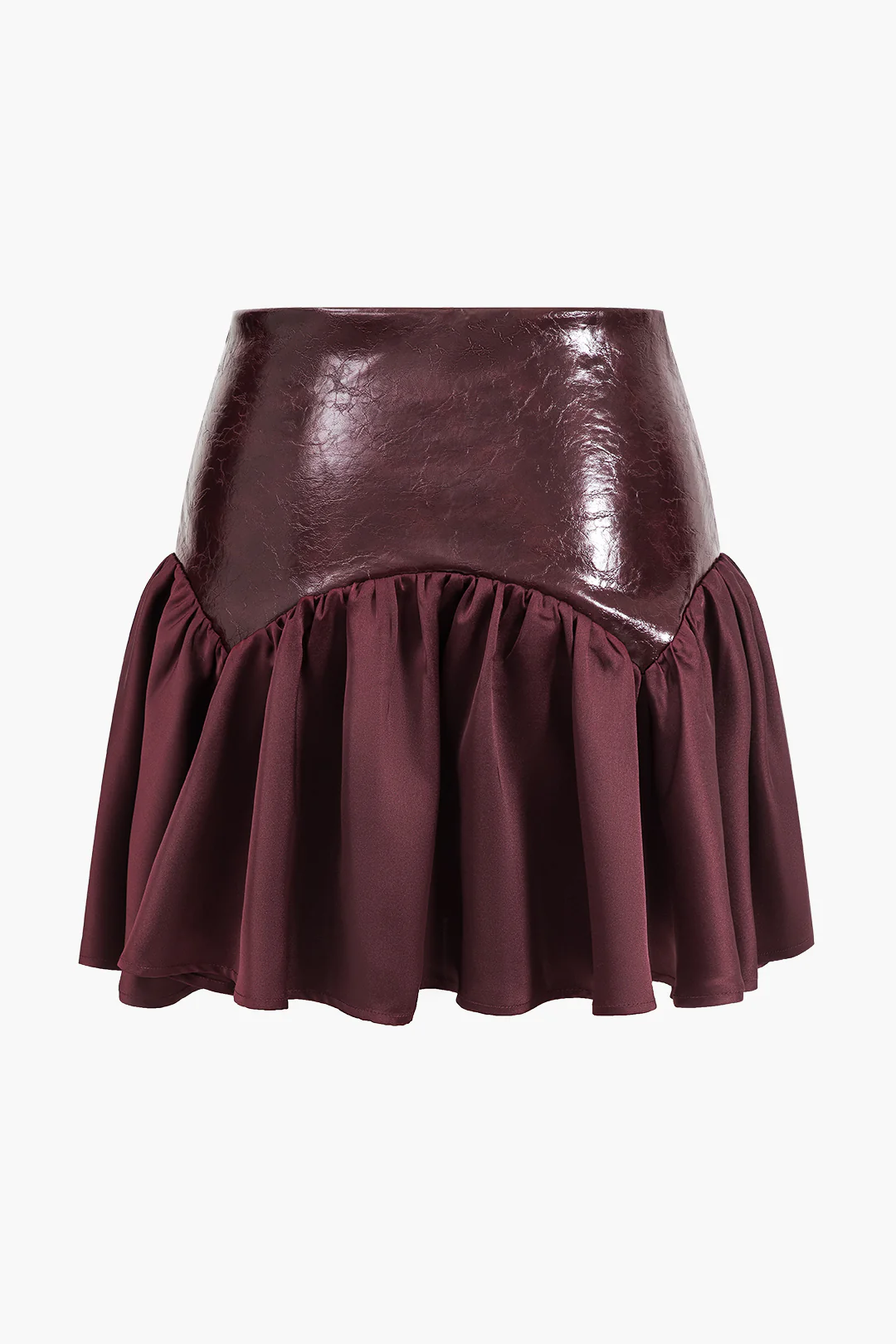 Artificial Leather Patchwork Skirt